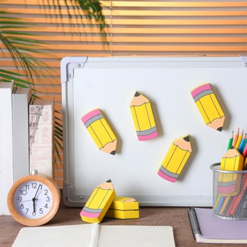 8 Pcs Back to School Pencil Shaped Magnetic Dry Erase Erasers Whiteboard Cleaning Erasers Classroom Chalkboard Wiper Cleansers Teacher School Supplies for Classroom Office Decor - Image 5