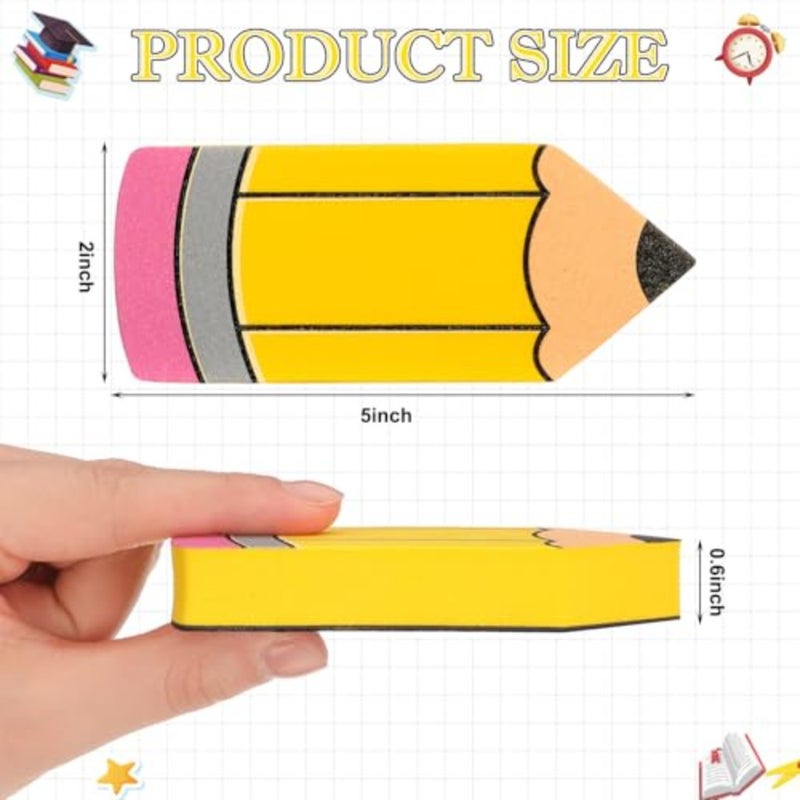 8 Pcs Back to School Pencil Shaped Magnetic Dry Erase Erasers Whiteboard Cleaning Erasers Classroom Chalkboard Wiper Cleansers Teacher School Supplies for Classroom Office Decor - Image 2