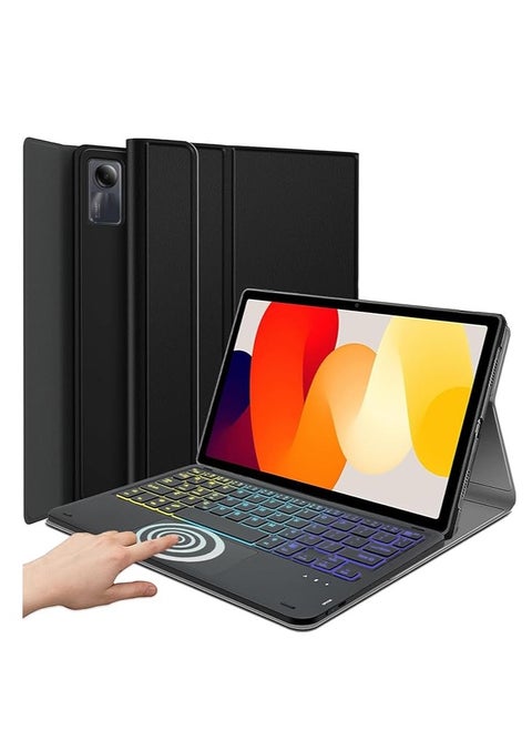 Backlit Touchpad Keyboard Case for Xiaomi Redmi Pad SE 11 inch 2023, 3-Zone Backlit Wireless Trackpad Keyboard with Protective Slim Stand Cover Case for 11” Redmi Pad SE 2023 Release