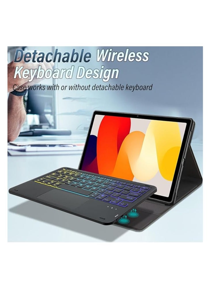 Generic - Backlit Touchpad Keyboard Case for Xiaomi Redmi Pad SE 11 inch 2023, 3-Zone Backlit Wireless Trackpad Keyboard with Protective Slim Stand Cover Case for 11” Redmi Pad SE 2023 Release - Image 1