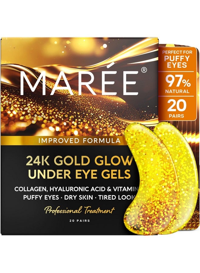 MAREE MAREE Eye Gels - Under Eye Patches, Gold Eye Patches for Puffy Eyes and Dark Circles Eye Bags - 24k Gold Eye Mask Collagen, Hyaluronic Acid Skincare Gel Pads, Puffiness Treatment Undereye Mask Patches - Image 1