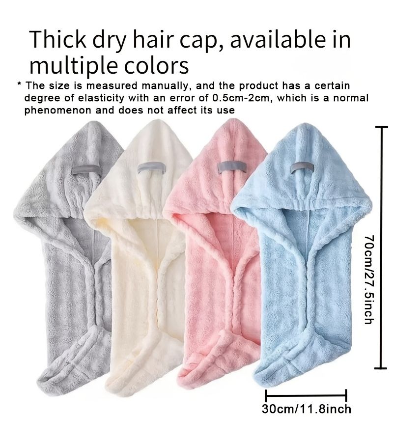 Creamy White Super Absorbent Hair Towel Cap For Quick Drying Shower Headscarf - Image 3