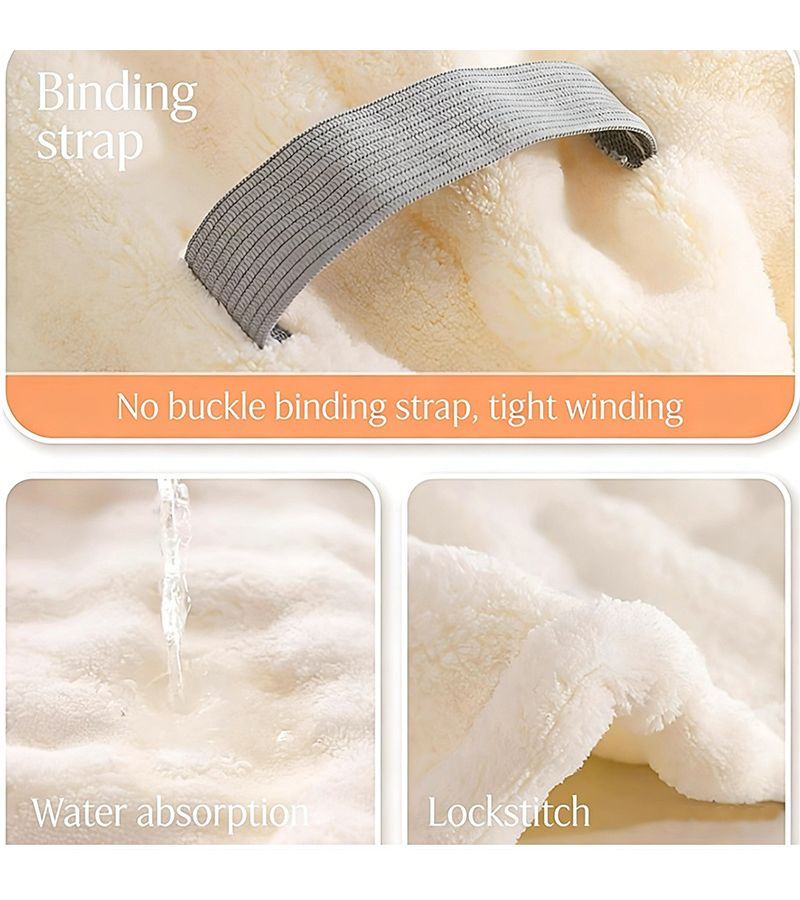 Creamy White Super Absorbent Hair Towel Cap For Quick Drying Shower Headscarf - Image 5