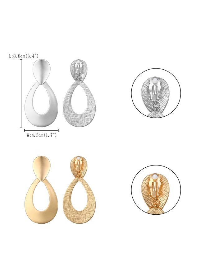 FANZE 2-3 Pairs Clip on Earrings Drop Earrings Set, Matte Gold Earrings Statement Earrings Jewelry Gift for Women - Image 5