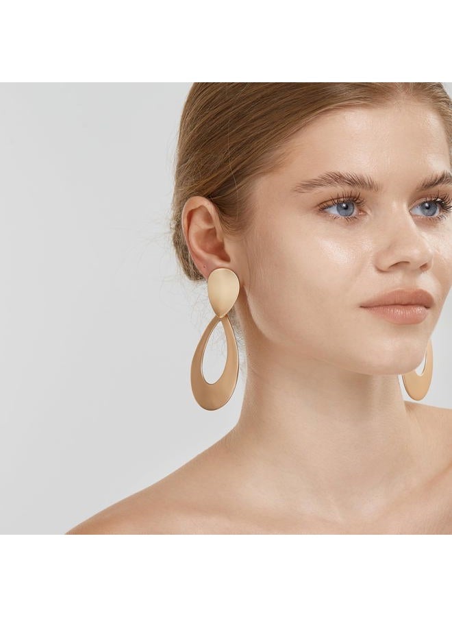 FANZE 2-3 Pairs Clip on Earrings Drop Earrings Set, Matte Gold Earrings Statement Earrings Jewelry Gift for Women - Image 4