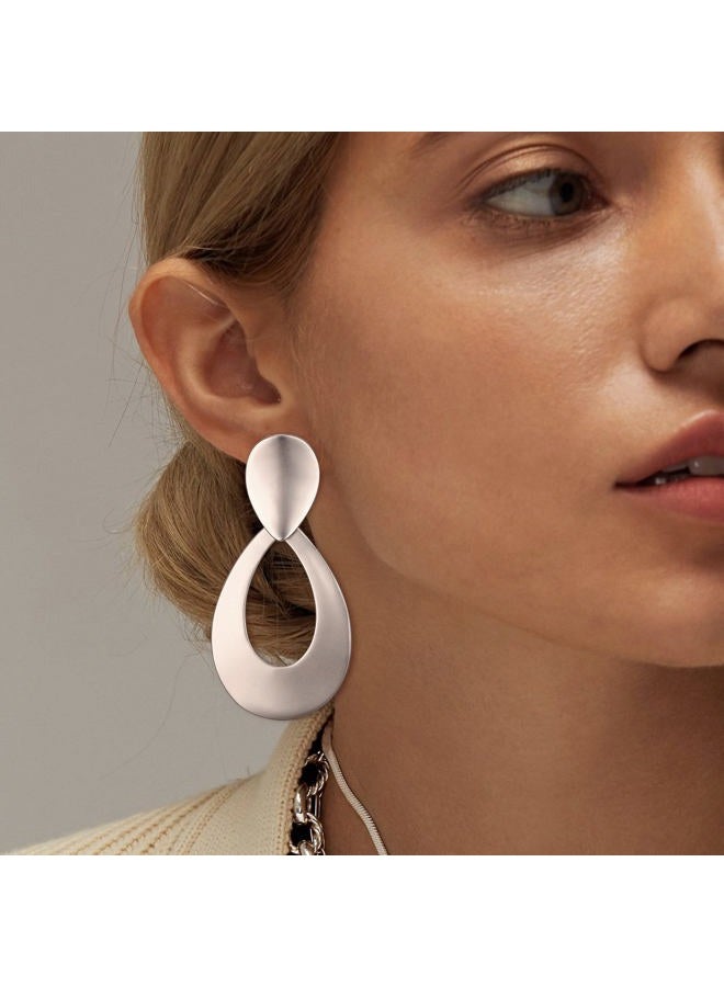 FANZE 2-3 Pairs Clip on Earrings Drop Earrings Set, Matte Gold Earrings Statement Earrings Jewelry Gift for Women - Image 3