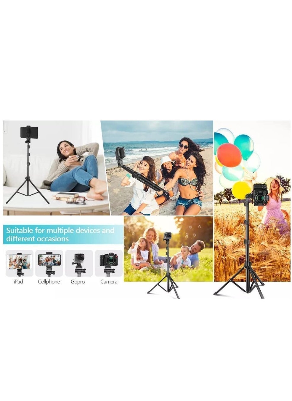 Jmary MT36 Selfie Stick Phone Tripod 67" Extendable Travel Tripod Stand with Phone Clip 1.7 meter Tripod for Video Shooting vlog