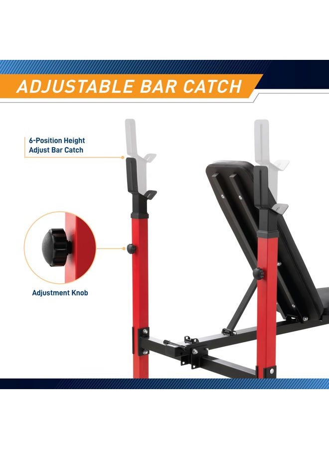 Marcy Foldable Deluxe Standard Weight Bench with Adjustable Back and Bar Catch, Personal Home Gym for Strength Training, Weightlifting MWB-5511 - Image 4