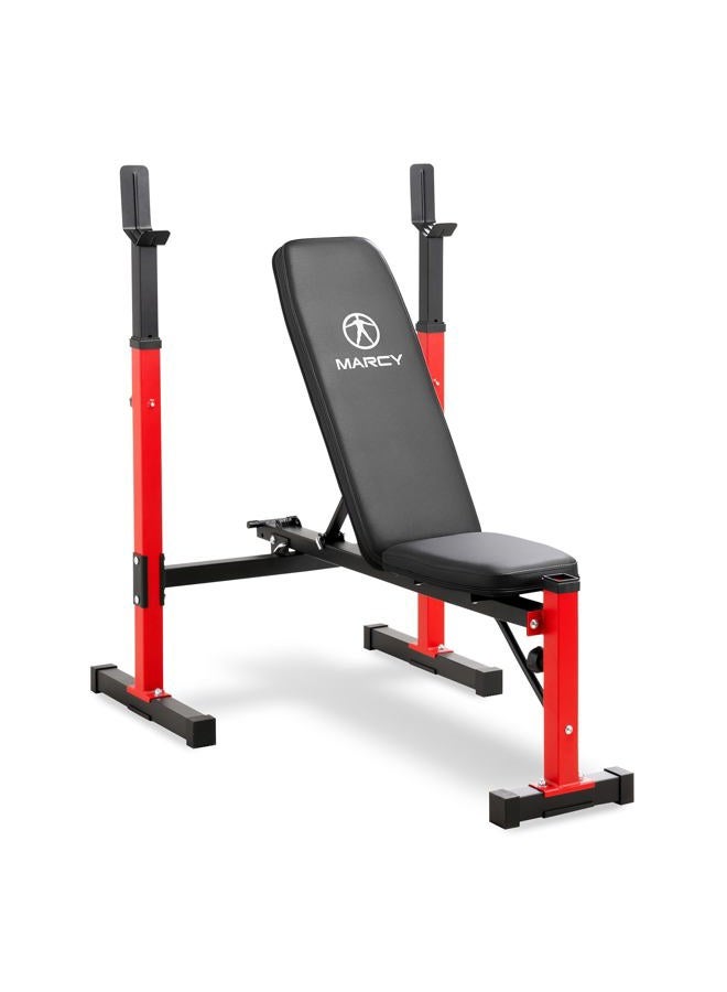 Marcy Foldable Deluxe Standard Weight Bench with Adjustable Back and Bar Catch, Personal Home Gym for Strength Training, Weightlifting MWB-5511 - Image 1