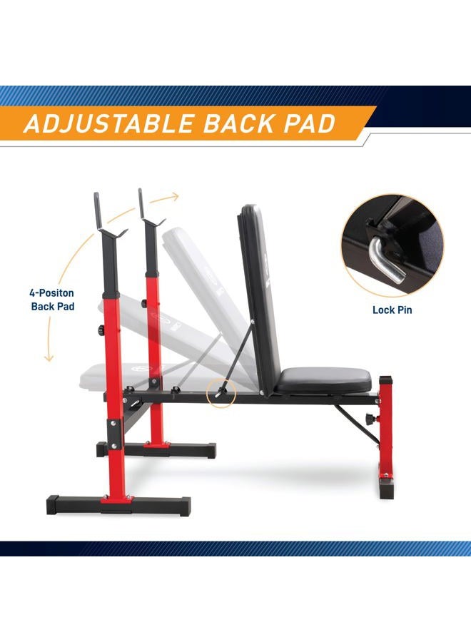 Marcy Foldable Deluxe Standard Weight Bench with Adjustable Back and Bar Catch, Personal Home Gym for Strength Training, Weightlifting MWB-5511 - Image 3