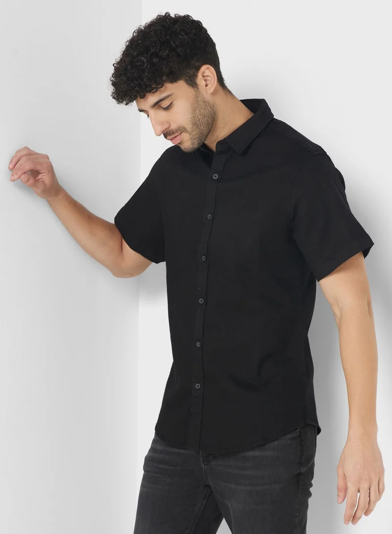 سفنتي فايف Skinny Fit Half Sleeve Shirt