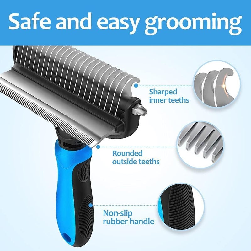 Brighterbee Pet Grooming Brush for Dogs/Cats, 2 in 1 Deshedding Tool & Undercoat Rake Dematting Comb for Mats & Tangles Removing, Reduces Shedding Great for Short(Pet Grooming Brush) - Image 2
