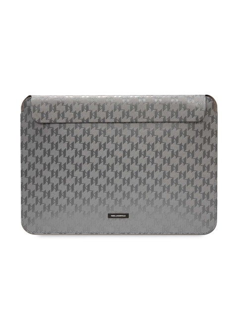 Saffiano Mono Plaque Computer Sleeve 14inch / Secure Closure / Precision Fit / Durability / High-Quality Material / Unique Design - Gray