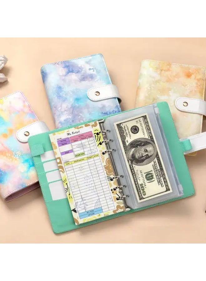 Blue Budget Binder with Cash Envelope Pockets and 12 Zipper Bags Monthly Expense Tracker Slim Wallet - Image 2
