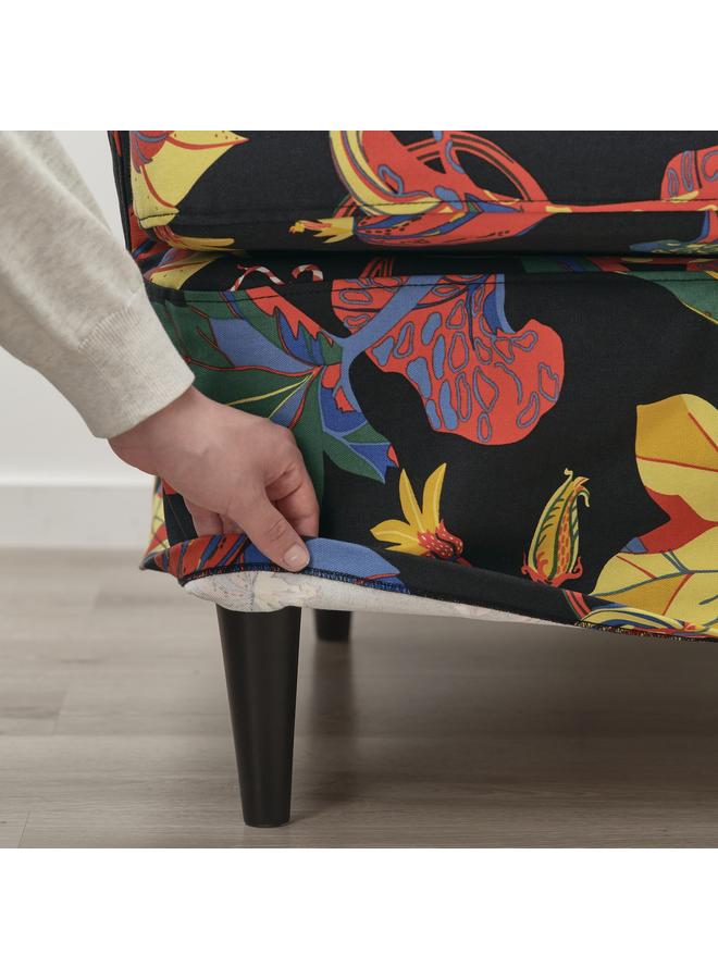 Zaboon Slipcover For Wing Chair, Stigsbo Multicolour/Black - Image 3