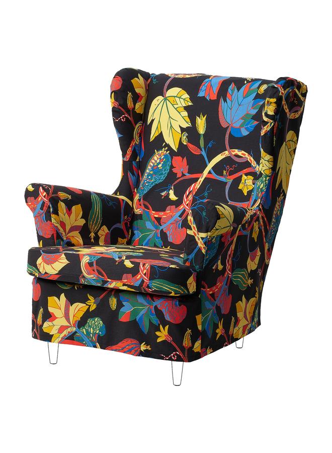 Zaboon Slipcover For Wing Chair, Stigsbo Multicolour/Black - Image 1