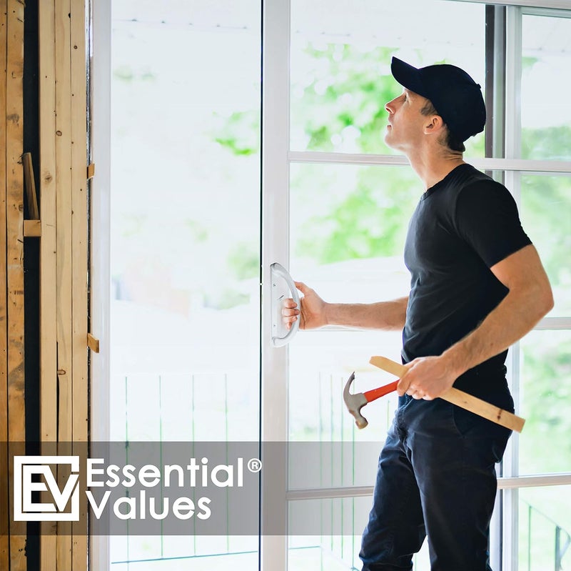 Essential Values Patio Door Handle Set, Sliding Door Lock (Handle + Latch Combo) | 2-Handle White Diecast Replacement for Sliding Doors | 3-15/16” Hole Spacing for Mortise Style Locks - Image 3