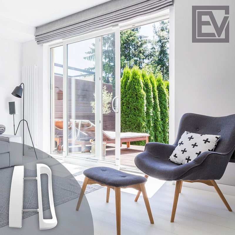 Essential Values Patio Door Handle Set, Sliding Door Lock (Handle + Latch Combo) | 2-Handle White Diecast Replacement for Sliding Doors | 3-15/16” Hole Spacing for Mortise Style Locks - Image 5