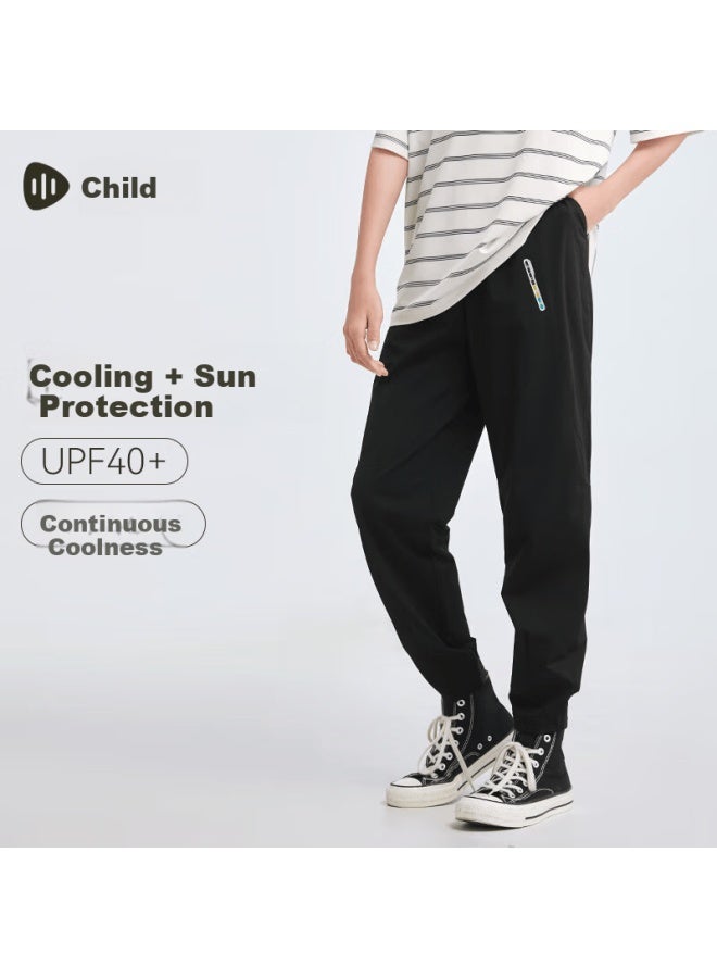 Souhait Kids Boys Girls Sun Protection Pants  Summer Children's Cooling Long Pants Diamond Black 150 - Image 1