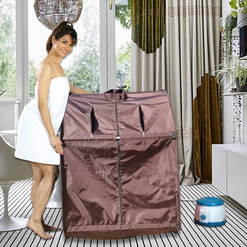 Kawachi Kawachi Portable Steam Sauna Bath for Health and Beauty Spa at Home Chocolate Brown  - Image 2
