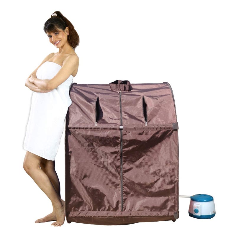 Kawachi Kawachi Portable Steam Sauna Bath for Health and Beauty Spa at Home Chocolate Brown  - Image 1