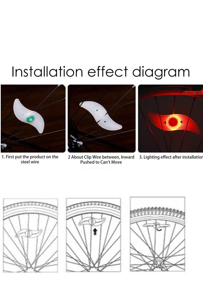4 Pack Bike Spoke Lights, LED Bike Wheel Lights Keep Safe Decorations with 3 LED Flash Modes - Image 3