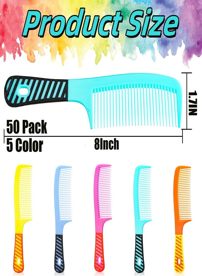 Cedilis 50 Pack Hair Combs, Colorful Tooth Combs with Handle, Plastic Comb Bulk for Women, 8" Long - Image 2