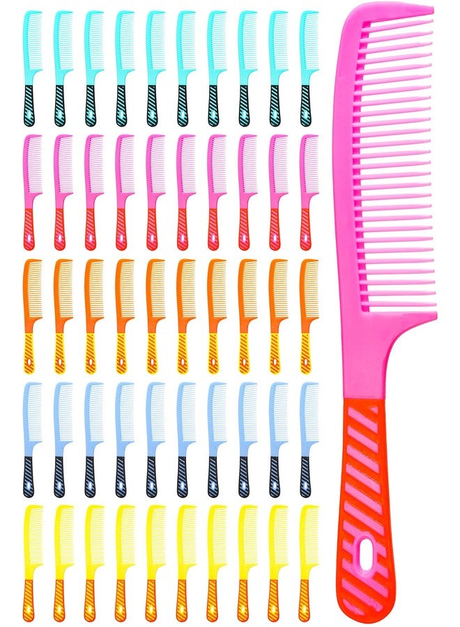 Cedilis 50 Pack Hair Combs, Colorful Tooth Combs with Handle, Plastic Comb Bulk for Women, 8" Long - Image 1