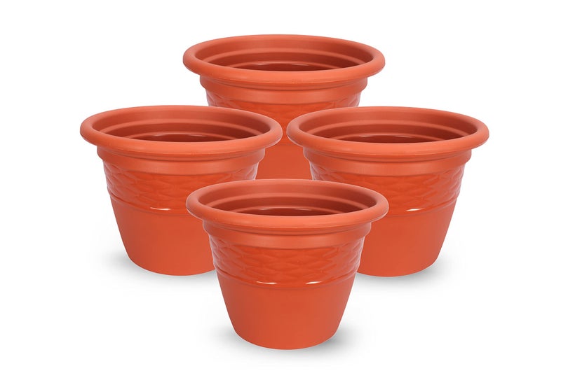 Halsey Clean Home Round Virgin Plastic Modern Design Durable Plastic Plant Pot for Gardening (Pack of 4) (POTS ONLY, LARGE-09 INCH) - Image 1