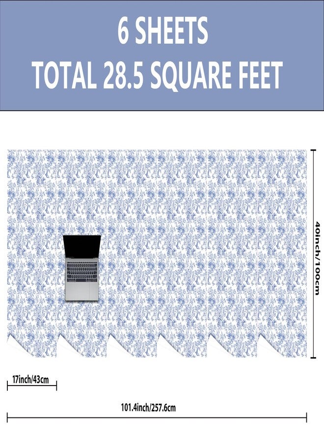 Vnaaem Blue FLoral Wrapping Paper Roll - Toile White & Blue Flower, Bird, Butterfly Design Gift Wrap for Spring Holiday Birthday Wedding Party Bridal Shower Mother's Day(Total 28.5 sq.ft - Image 5