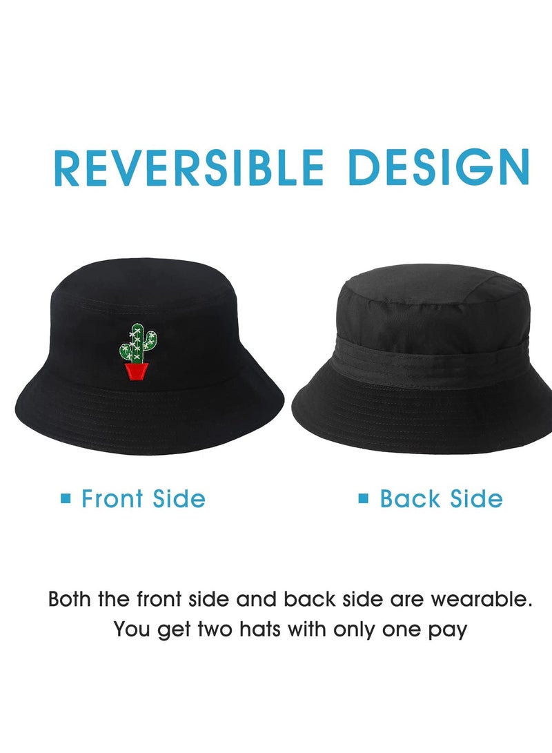 Bucket Hat - Men Sun for Women, Summer Travel Beach Fisherman Cap for Teens 100% Cotton Protection Windproof Hats - Image 5