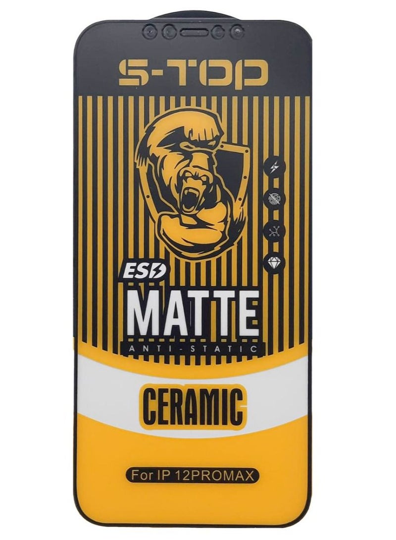 اس-توب لاصقة حماية من الزجاج المقوى لهاتف أبل آيفون 12 برو ماكس أسود - Image 1