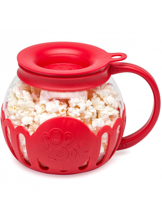 Ecolution Ecolution Patented Micro-Pop Microwave Popcorn Popper with Temperature Safe Glass, 3-in-1 Lid Measures Kernels and Melts Butter, Made Without BPA, Dishwasher Safe, 1.5-Quart, Red  - Image 2