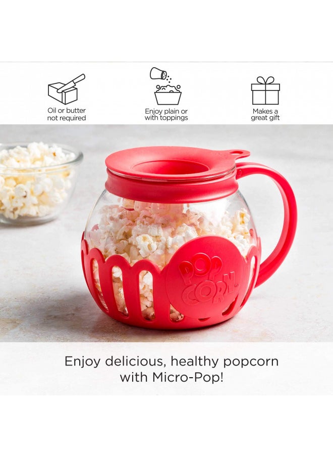 Ecolution Ecolution Patented Micro-Pop Microwave Popcorn Popper with Temperature Safe Glass, 3-in-1 Lid Measures Kernels and Melts Butter, Made Without BPA, Dishwasher Safe, 1.5-Quart, Red  - Image 3