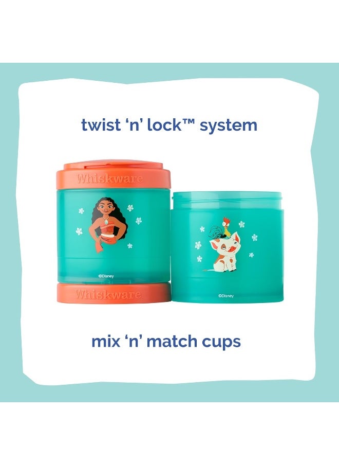 Whiskware Whiskware Containers for Toddlers and Kids 3 Stackable Snack Cups for School and Travel, 1/3 cup+1 cup+1 cup, Moana  - Image 3