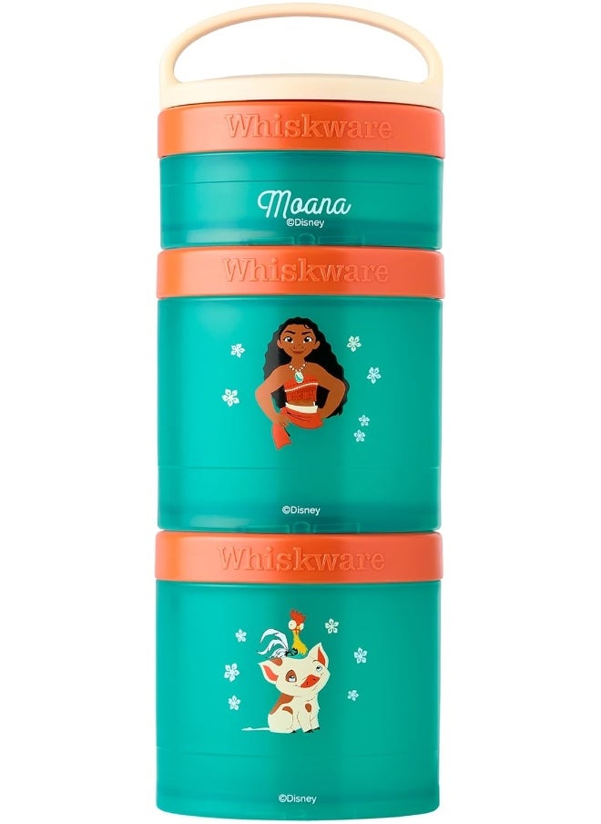 Whiskware Whiskware Containers for Toddlers and Kids 3 Stackable Snack Cups for School and Travel, 1/3 cup+1 cup+1 cup, Moana  - Image 1