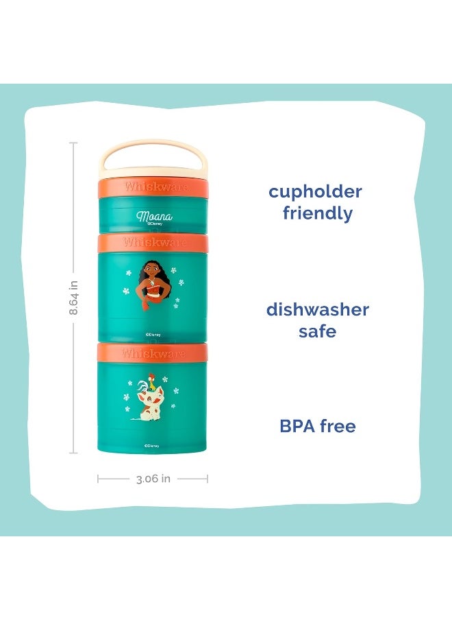Whiskware Whiskware Containers for Toddlers and Kids 3 Stackable Snack Cups for School and Travel, 1/3 cup+1 cup+1 cup, Moana  - Image 2