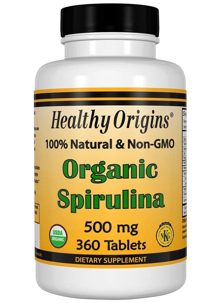 Healthy Origins - Organic Spirulina 500 mg Dietary Supplement - 360 Tablets - Image 1