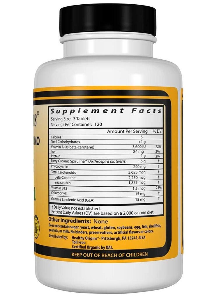 Healthy Origins - Organic Spirulina 500 mg Dietary Supplement - 360 Tablets - Image 1