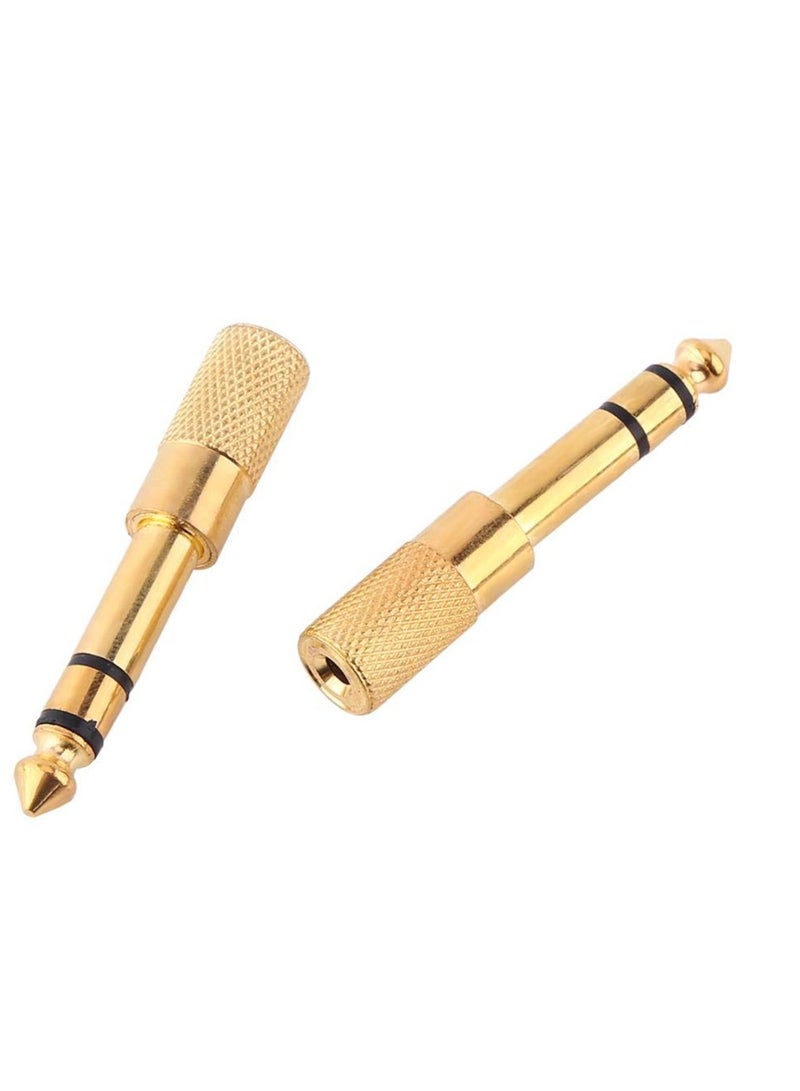 Gold 1/8 3.5mm Female to 6.5mm 1/4 Male Headphone Stereo Audio Jack Adapter Plug 