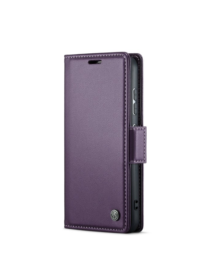 CaseMe Flip Wallet Case For Samsung Galaxy S24 [RFID Blocking] PU Leather Wallet Flip Folio Case with Card Holder Kickstand Shockproof Phone Cover (Purple) - Image 1