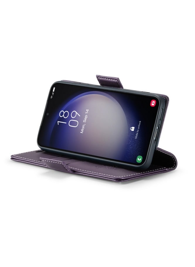 CaseMe Flip Wallet Case For Samsung Galaxy S24 [RFID Blocking] PU Leather Wallet Flip Folio Case with Card Holder Kickstand Shockproof Phone Cover (Purple) - Image 5
