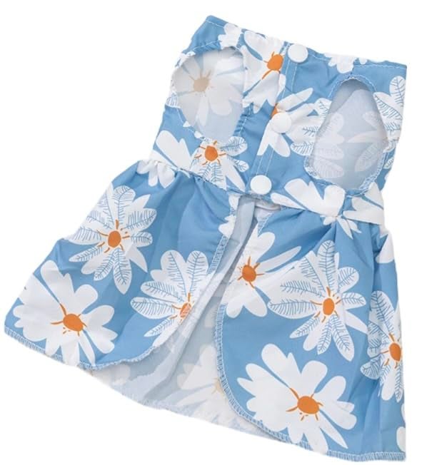 KUTKUT Small Girl Dog & Cat Flower Pattern Dress with Lovely Bow Pet Apparel | Puppy Dress Birthday Pet Apparel Dresses | Frock Dresses for Shihtzu, Pug, Lhasa Apso etc (Size: XL, Bust: 50cm) - Image 3