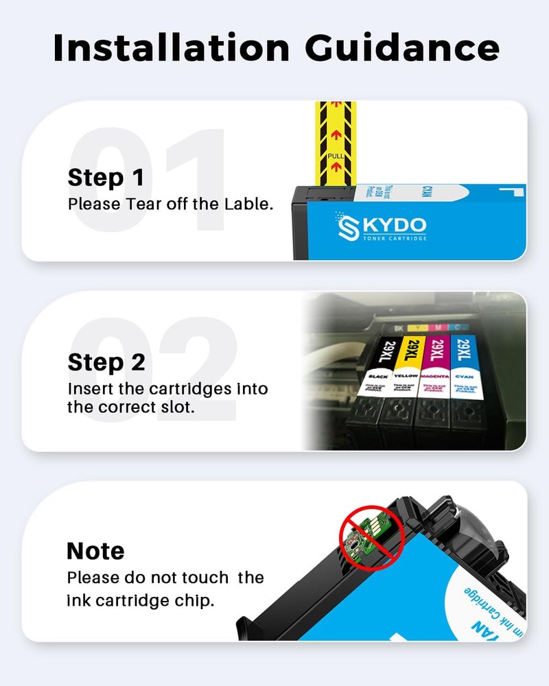 Skydo 5 Pack 29XL Ink Cartridges Compatible for Epson 29 XL for Expression Home XP-352 XP-342 XP-335 XP-445 XP-442 XP-455 XP-235 XP-452 Printer - Image 5