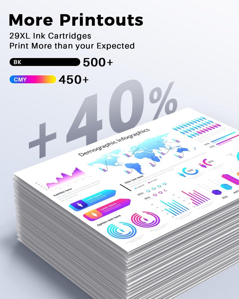Skydo 5 Pack 29XL Ink Cartridges Compatible for Epson 29 XL for Expression Home XP-352 XP-342 XP-335 XP-445 XP-442 XP-455 XP-235 XP-452 Printer - Image 2