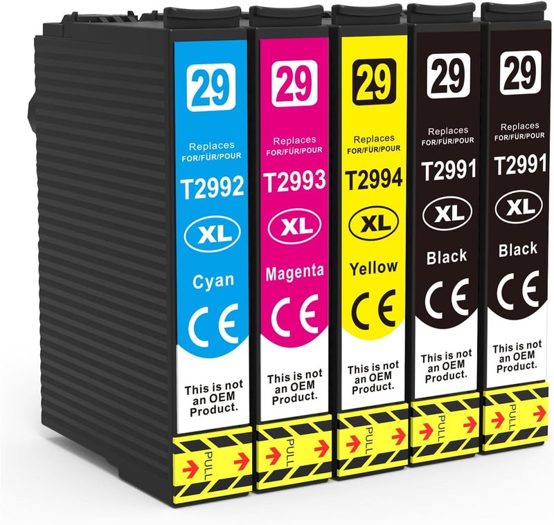 Skydo 5 Pack 29XL Ink Cartridges Compatible for Epson 29 XL for Expression Home XP-352 XP-342 XP-335 XP-445 XP-442 XP-455 XP-235 XP-452 Printer - Image 1