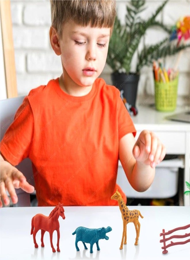 YOOKO® (12 PCS Animal Set Mini Jungle Animals Figure Toys Play Set | Realistic Wild Plastic | Includes Artificial Grass & Fencing | Learning Games for Boys, Girls, Kids - Image 4