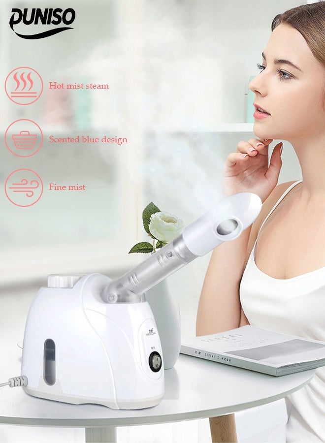 DUNISO Face Steamer with 360° Rotatable Sprayer，Hot Mist Humidifier Steamer,Portable Facial Steamer for Personal Care,Use at Home or Salon，White - Image 1