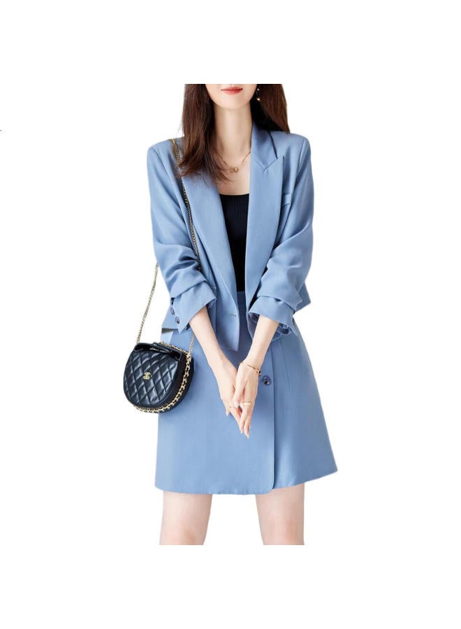 dme "Mira Rad" Windbreaker Suit - Autumn Suit Collar Top And Skirt Set For Women - Image 2