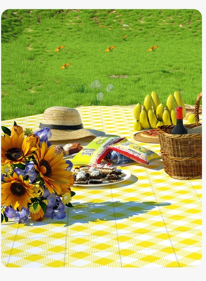 Generic Yellow stripes Oversized Picnic and Beach Blankets Pads Thickened Double Layer Sandproof Waterproof Pads Portable Camping Pads Outdoor Pads Tent Sleeping Pads Striped Thickened Picnic Pads  - Image 3